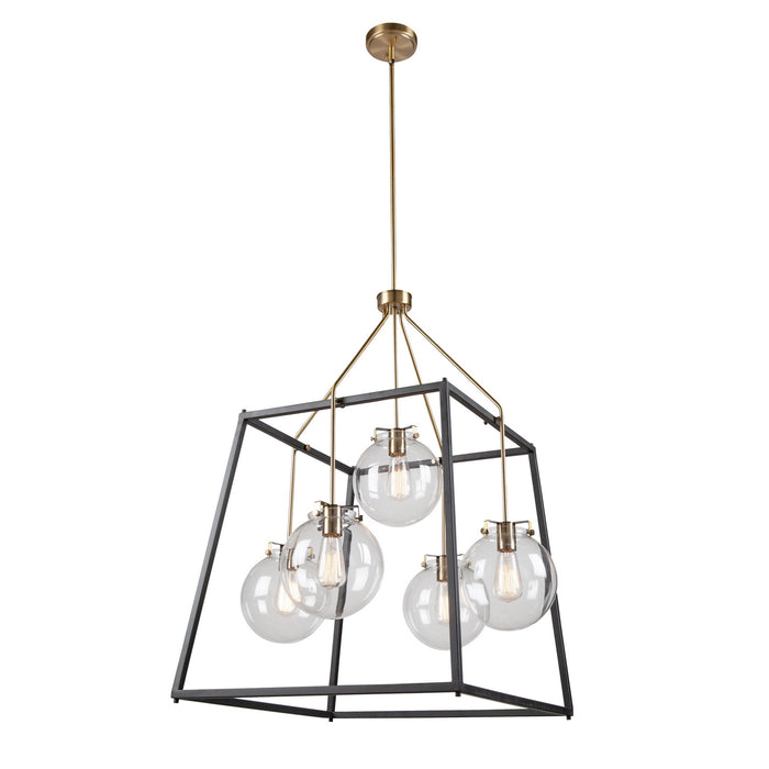 Artcraft AC11605VB Five Light Chandelier, Black & Harvest Brass