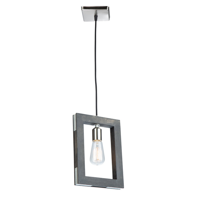 Artcraft AC11651BN One Light Pendant, Dark Pine & Brushed Nickel