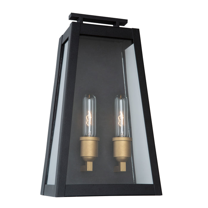 Artcraft AC8109BK Two Light Outdoor Wall Mount, Black, Vintage Gold