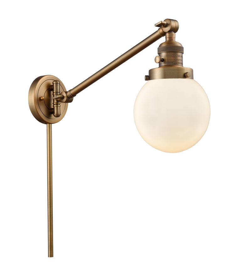 Innovations 237-BB-G201-6 One Light Swing Arm Lamp, Brushed Brass