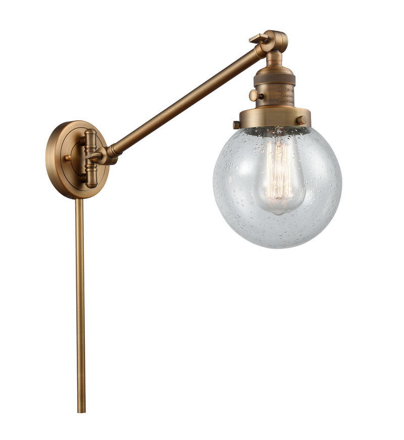 Innovations 237-BB-G204-6 One Light Swing Arm Lamp, Brushed Brass