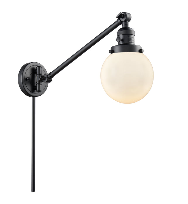 Innovations 237-BK-G201-6 One Light Swing Arm Lamp, Matte Black