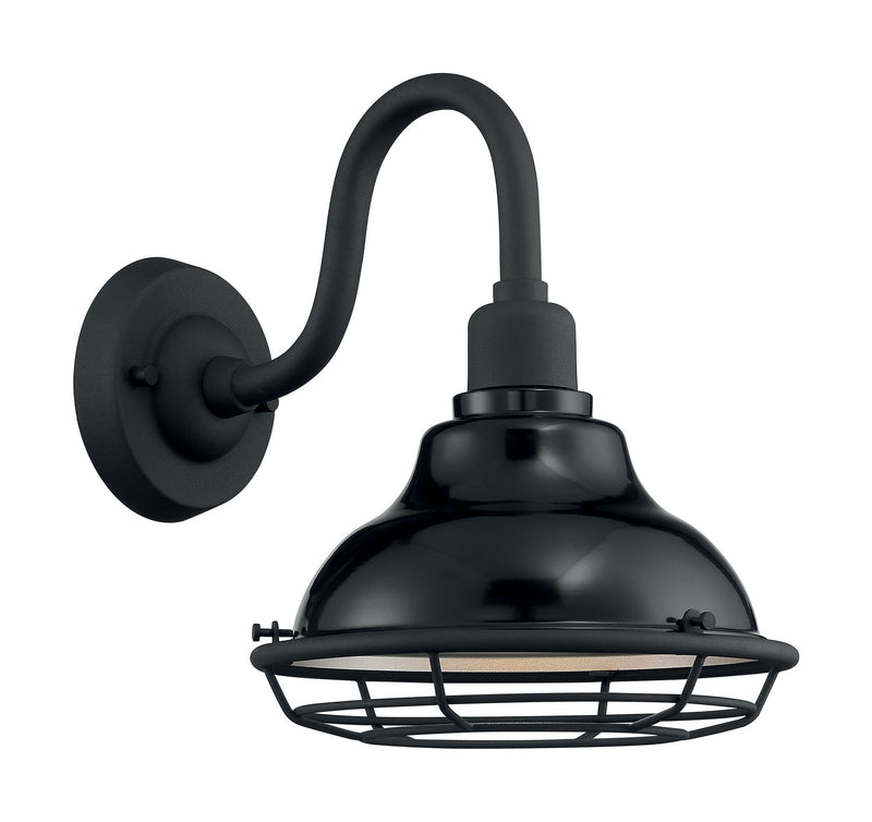 Nuvo Lighting 60-7001 One Light Outdoor Wall Mount, Gloss Black / Silver