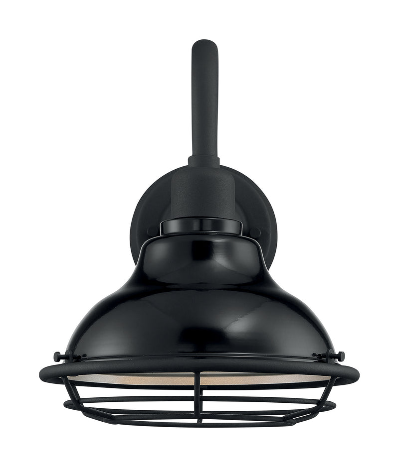 Nuvo Lighting 60-7001 One Light Outdoor Wall Mount, Gloss Black / Silver