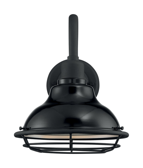 Nuvo Lighting 60-7001 One Light Outdoor Wall Mount, Gloss Black / Silver