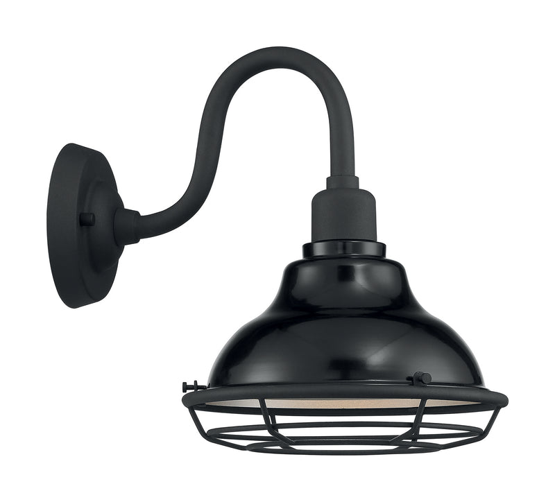 Nuvo Lighting 60-7001 One Light Outdoor Wall Mount, Gloss Black / Silver