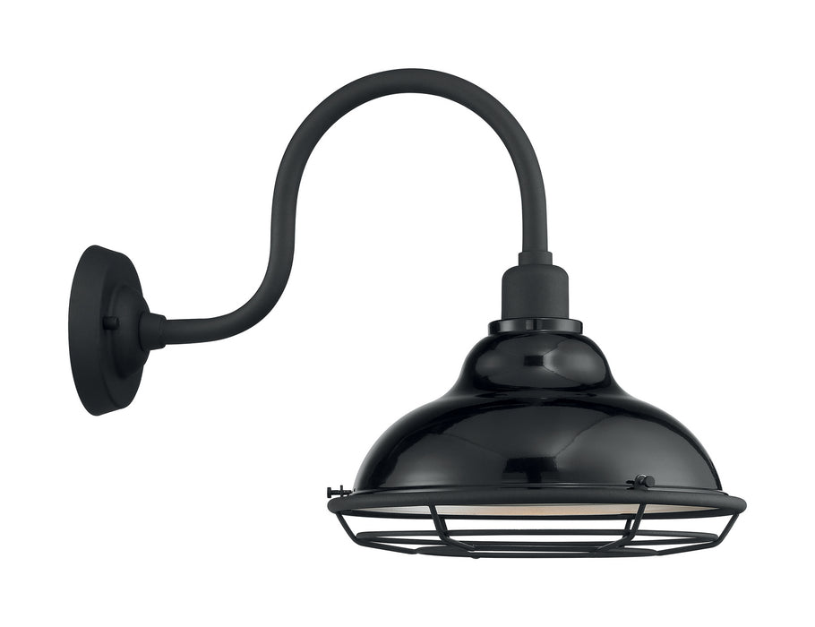 Nuvo Lighting 60-7002 One Light Outdoor Wall Mount, Gloss Black / Silver