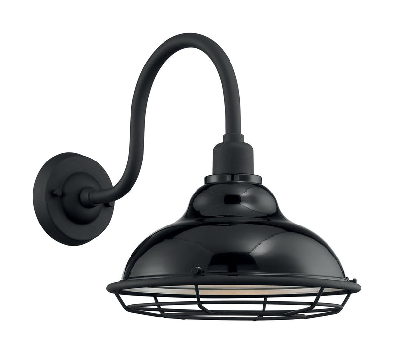 Nuvo Lighting 60-7002 One Light Outdoor Wall Mount, Gloss Black / Silver