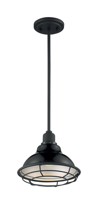 Nuvo Lighting 60-7003 One Light Pendant, Gloss Black / Silver