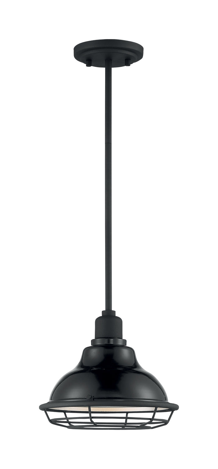 Nuvo Lighting 60-7003 One Light Pendant, Gloss Black / Silver
