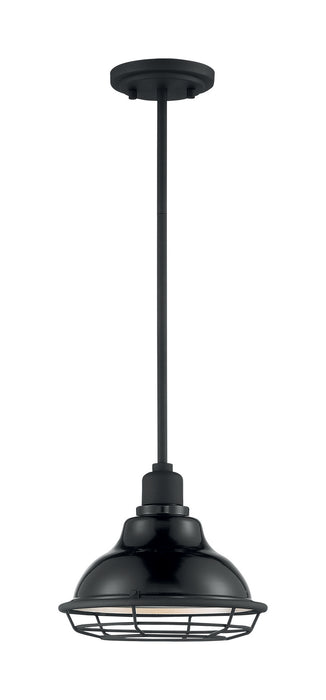 Nuvo Lighting 60-7003 One Light Pendant, Gloss Black / Silver