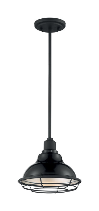 Nuvo Lighting 60-7003 One Light Pendant, Gloss Black / Silver