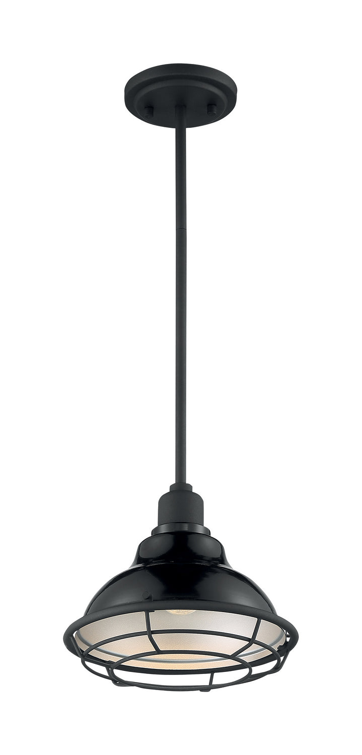 Nuvo Lighting 60-7003 One Light Pendant, Gloss Black / Silver