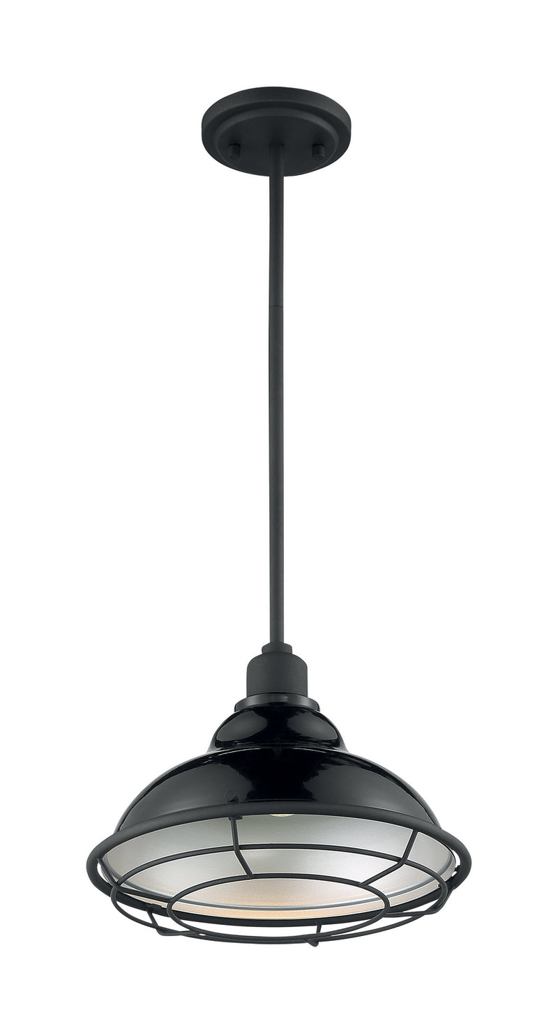 Nuvo Lighting 60-7004 One Light Pendant, Gloss Black / Silver