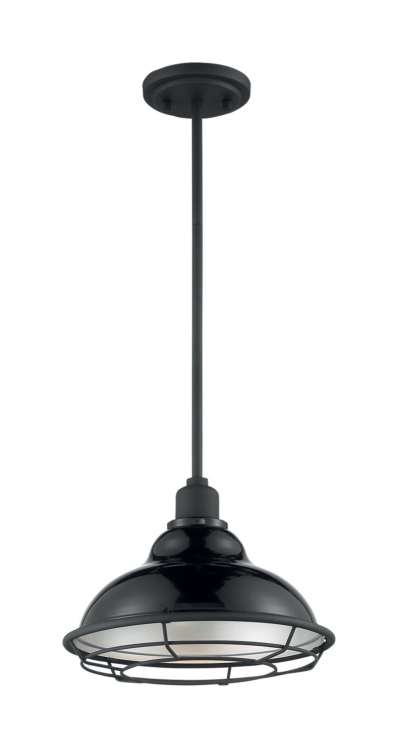 Nuvo Lighting 60-7004 One Light Pendant, Gloss Black / Silver