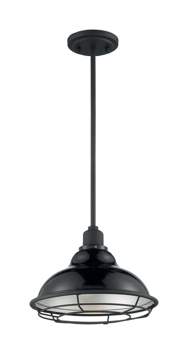 Nuvo Lighting 60-7004 One Light Pendant, Gloss Black / Silver