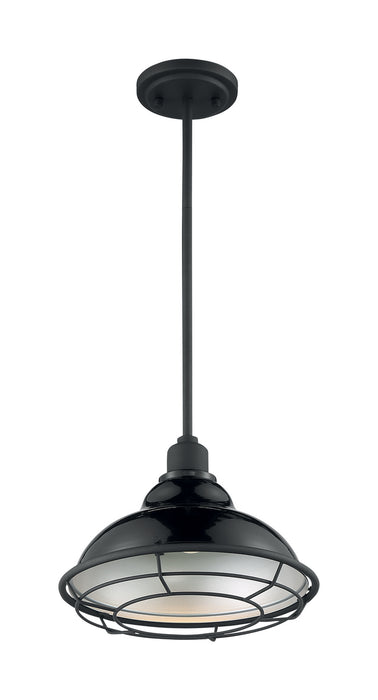 Nuvo Lighting 60-7004 One Light Pendant, Gloss Black / Silver