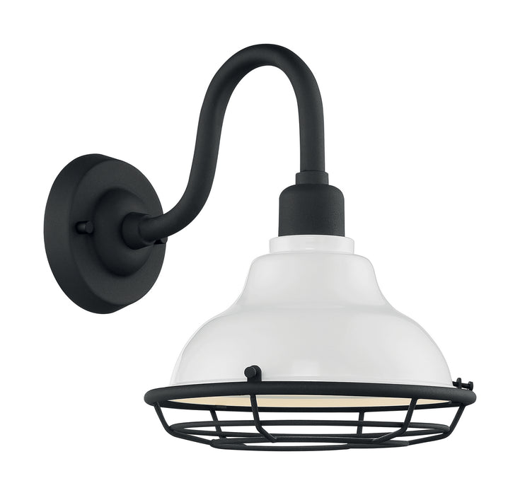 Nuvo Lighting 60-7021 One Light Outdoor Wall Mount, Gloss White / Textured Black