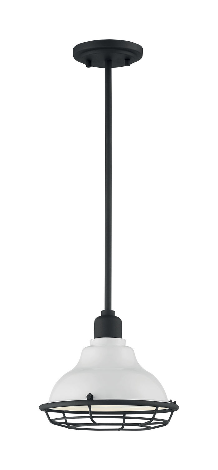 Nuvo Lighting 60-7023 One Light Pendant, Gloss White / Black