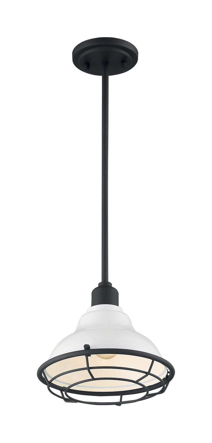 Nuvo Lighting 60-7023 One Light Pendant, Gloss White / Black