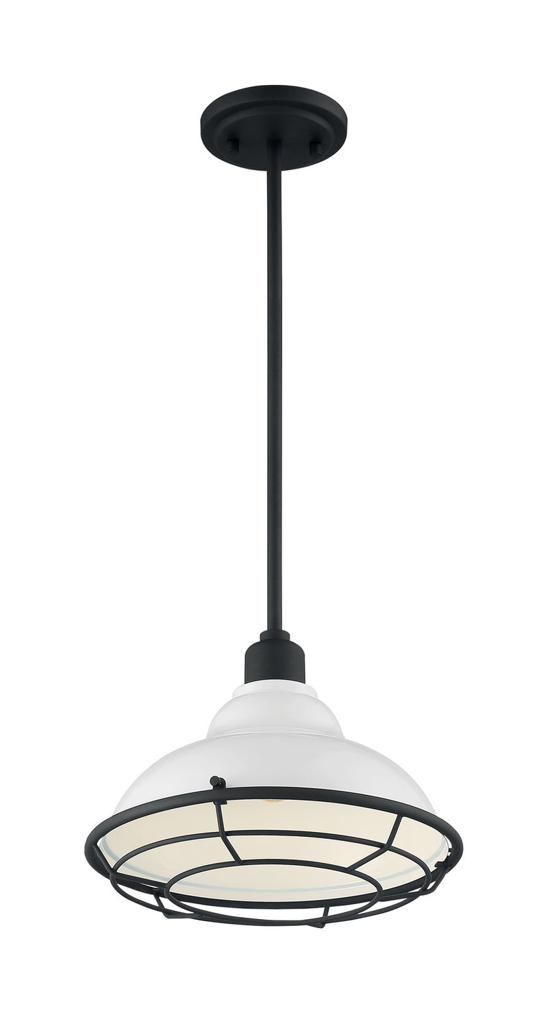 Nuvo Lighting 60-7024 One Light Pendant, Gloss White / Black