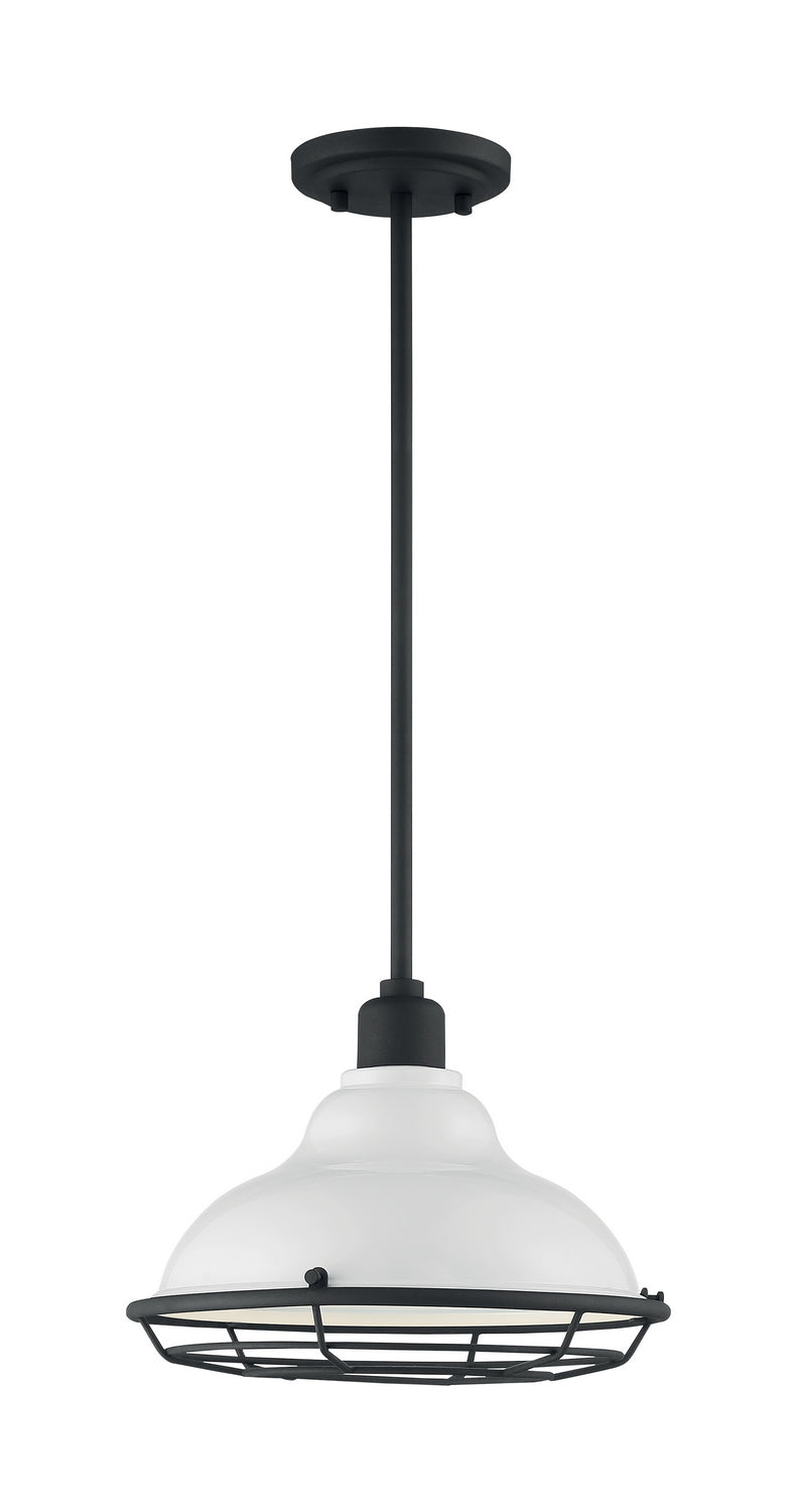 Nuvo Lighting 60-7024 One Light Pendant, Gloss White / Black