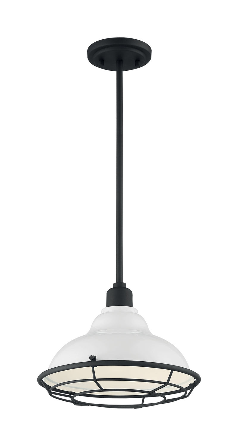 Nuvo Lighting 60-7024 One Light Pendant, Gloss White / Black