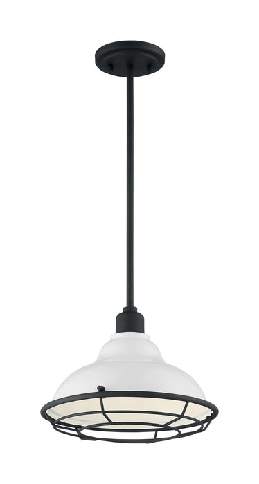 Nuvo Lighting 60-7024 One Light Pendant, Gloss White / Black