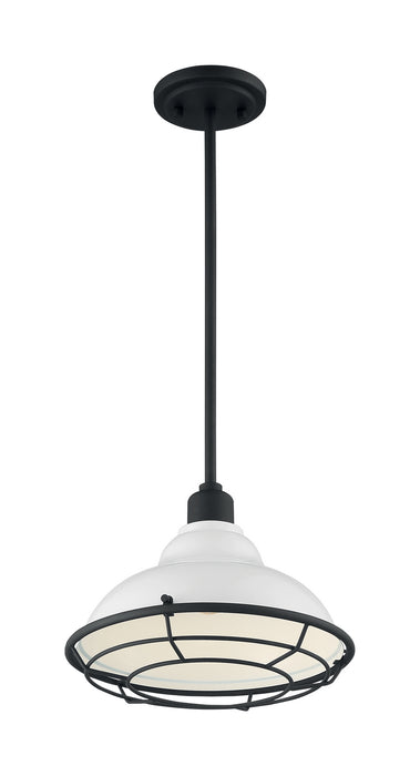 Nuvo Lighting 60-7024 One Light Pendant, Gloss White / Black