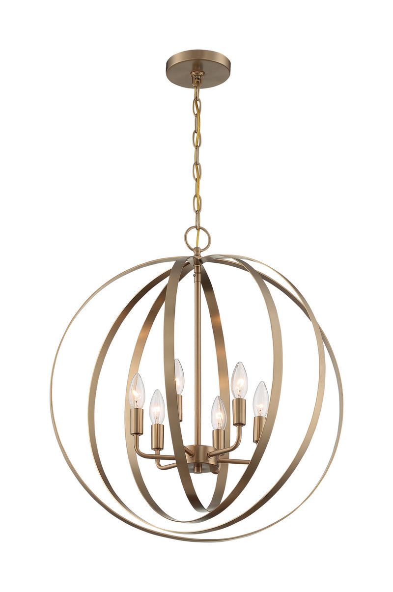 Nuvo Lighting 60-7058 Six Light Pendant, Burnished Brass