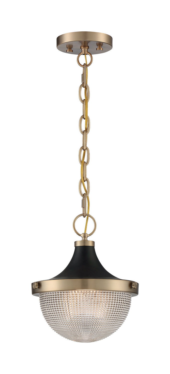 Nuvo Lighting 60-7059 One Light Pendant, Burnished Brass / Black