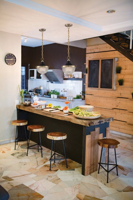 Nuvo Lighting 60-7060 One Light Pendant, Burnished Brass / Black