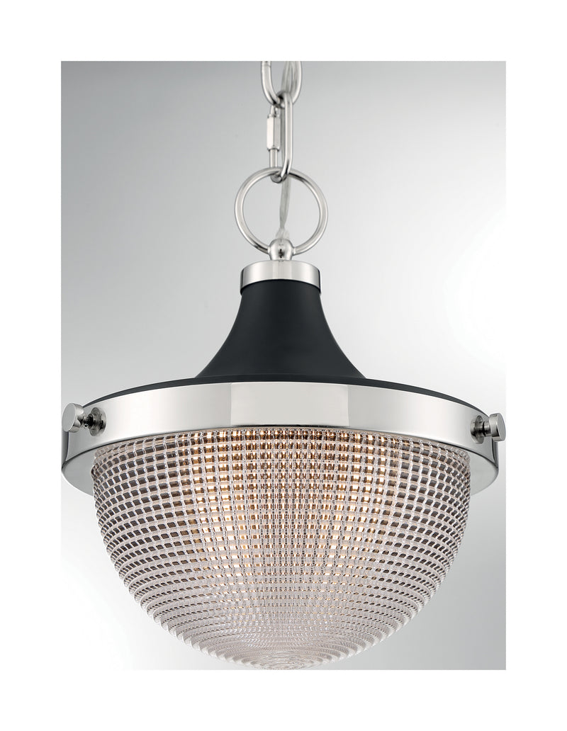 Nuvo Lighting 60-7069 One Light Pendant, Polished Nickel / Black