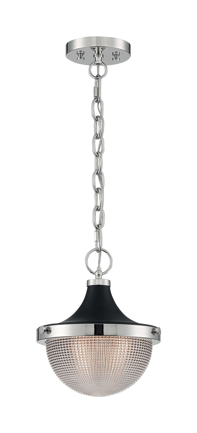 Nuvo Lighting 60-7069 One Light Pendant, Polished Nickel / Black