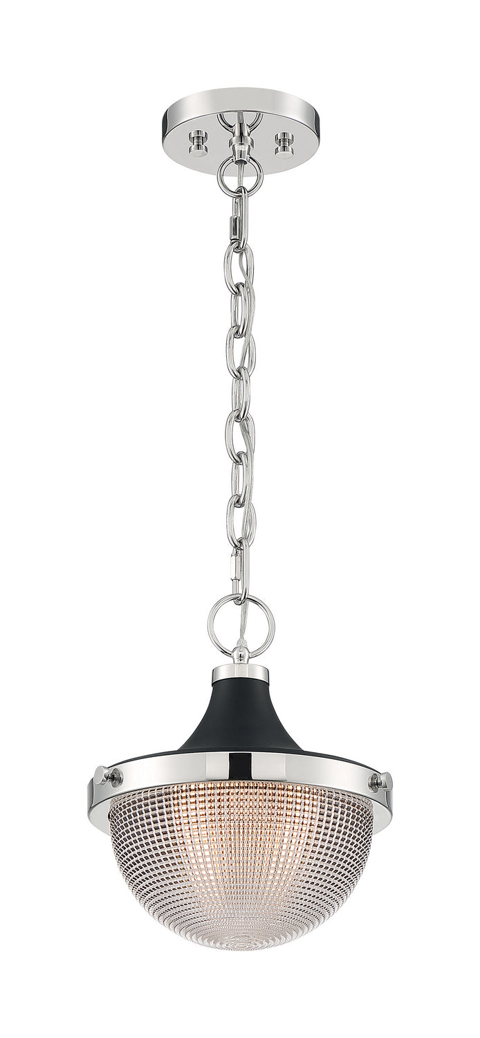 Nuvo Lighting 60-7069 One Light Pendant, Polished Nickel / Black