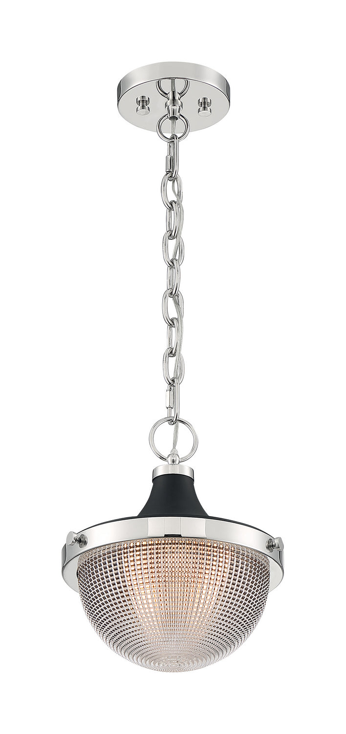 Nuvo Lighting 60-7069 One Light Pendant, Polished Nickel / Black