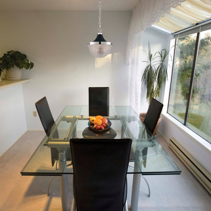 Nuvo Lighting 60-7070 One Light Pendant, Polished Nickel / Black