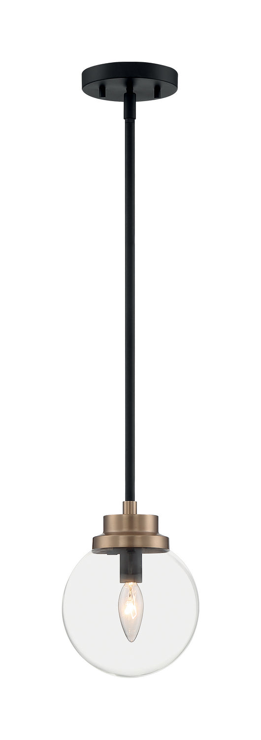Nuvo Lighting 60-7121 One Light Pendant, Matte Black / Brass