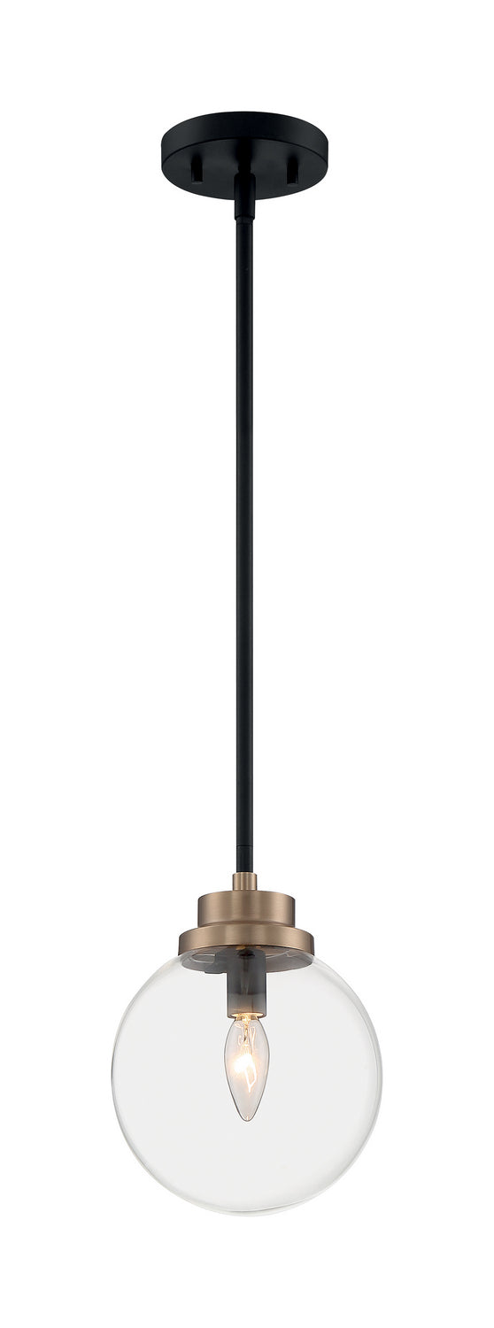 Nuvo Lighting 60-7121 One Light Pendant, Matte Black / Brass