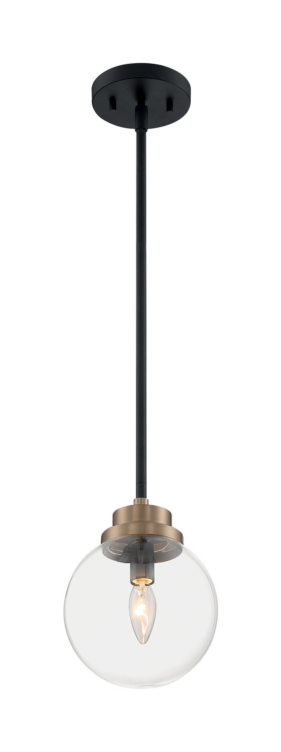 Nuvo Lighting 60-7121 One Light Pendant, Matte Black / Brass