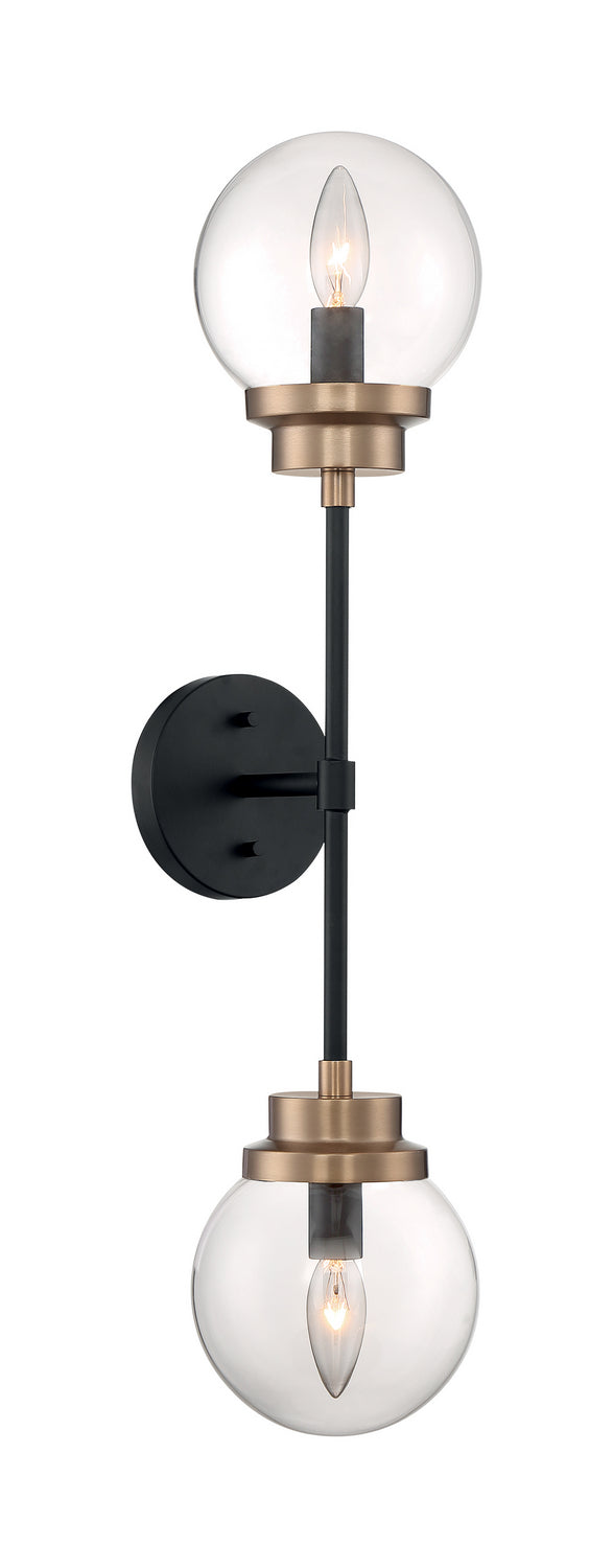 Nuvo Lighting 60-7122 Two Light Wall Sconce, Matte Black / Brass