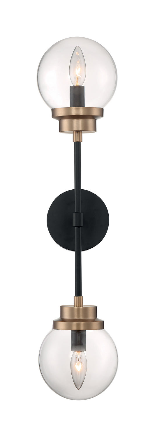 Nuvo Lighting 60-7122 Two Light Wall Sconce, Matte Black / Brass
