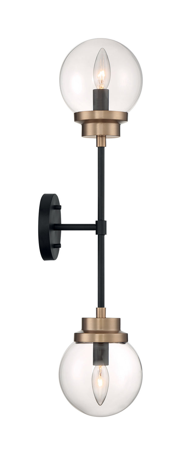 Nuvo Lighting 60-7122 Two Light Wall Sconce, Matte Black / Brass