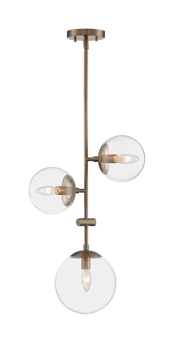 Nuvo Lighting 60-7124 Three Light Pendant, Burnished Brass