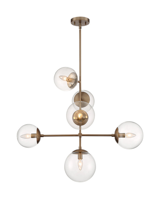 Nuvo Lighting 60-7125 Six Light Pendant, Burnished Brass