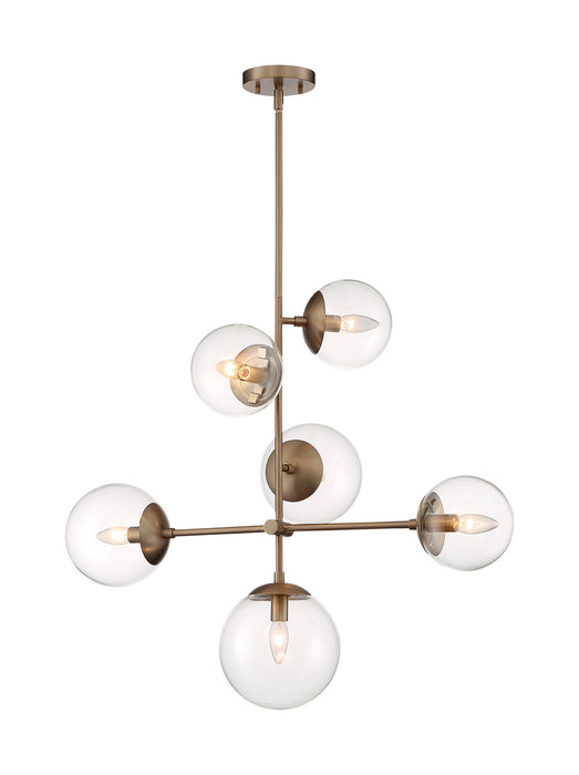 Nuvo Lighting 60-7125 Six Light Pendant, Burnished Brass