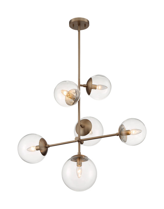 Nuvo Lighting 60-7125 Six Light Pendant, Burnished Brass