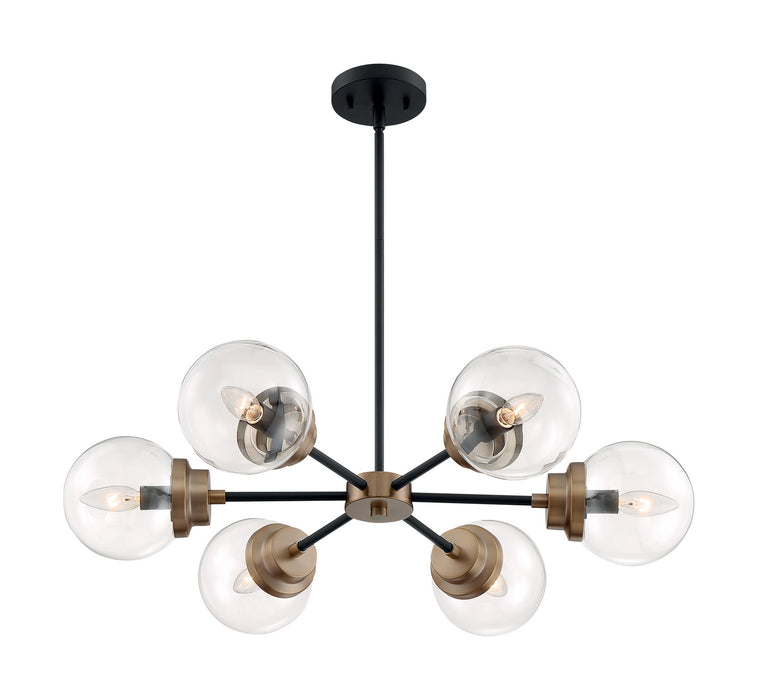 Nuvo Lighting 60-7126 Six Light Chandelier, Matte Black / Brass