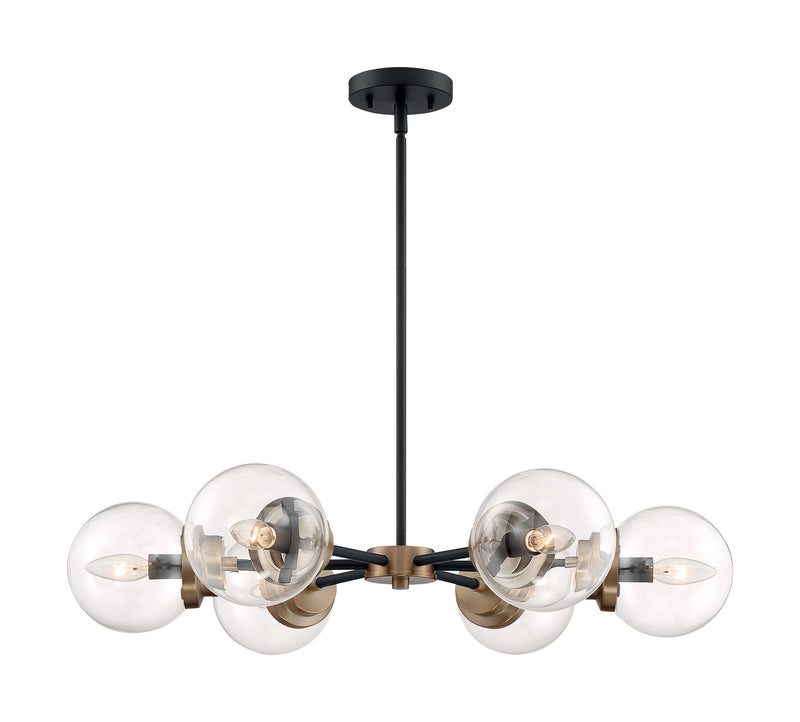 Nuvo Lighting 60-7126 Six Light Chandelier, Matte Black / Brass