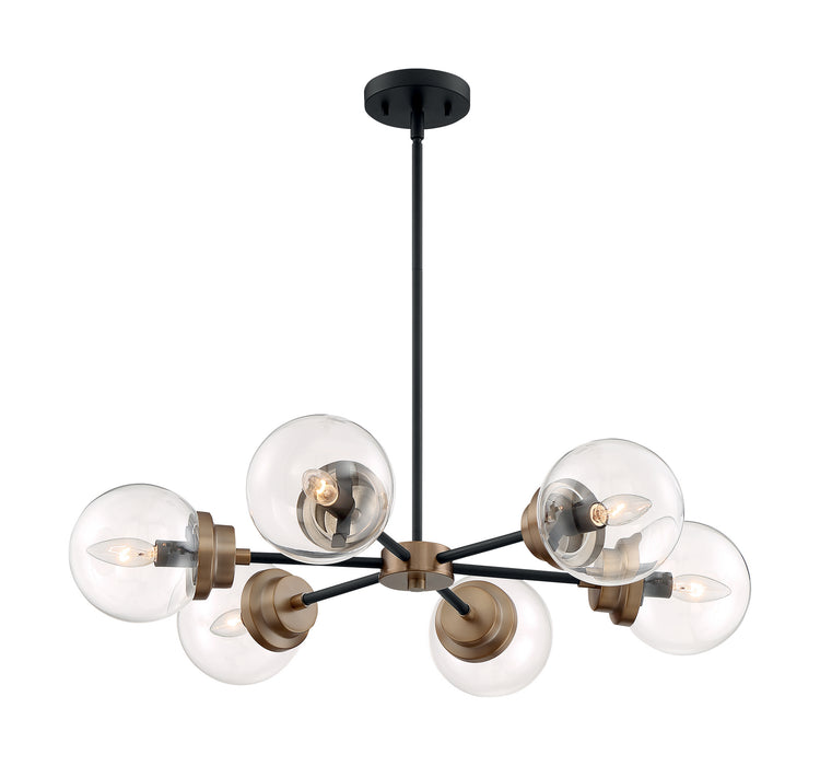 Nuvo Lighting 60-7126 Six Light Chandelier, Matte Black / Brass